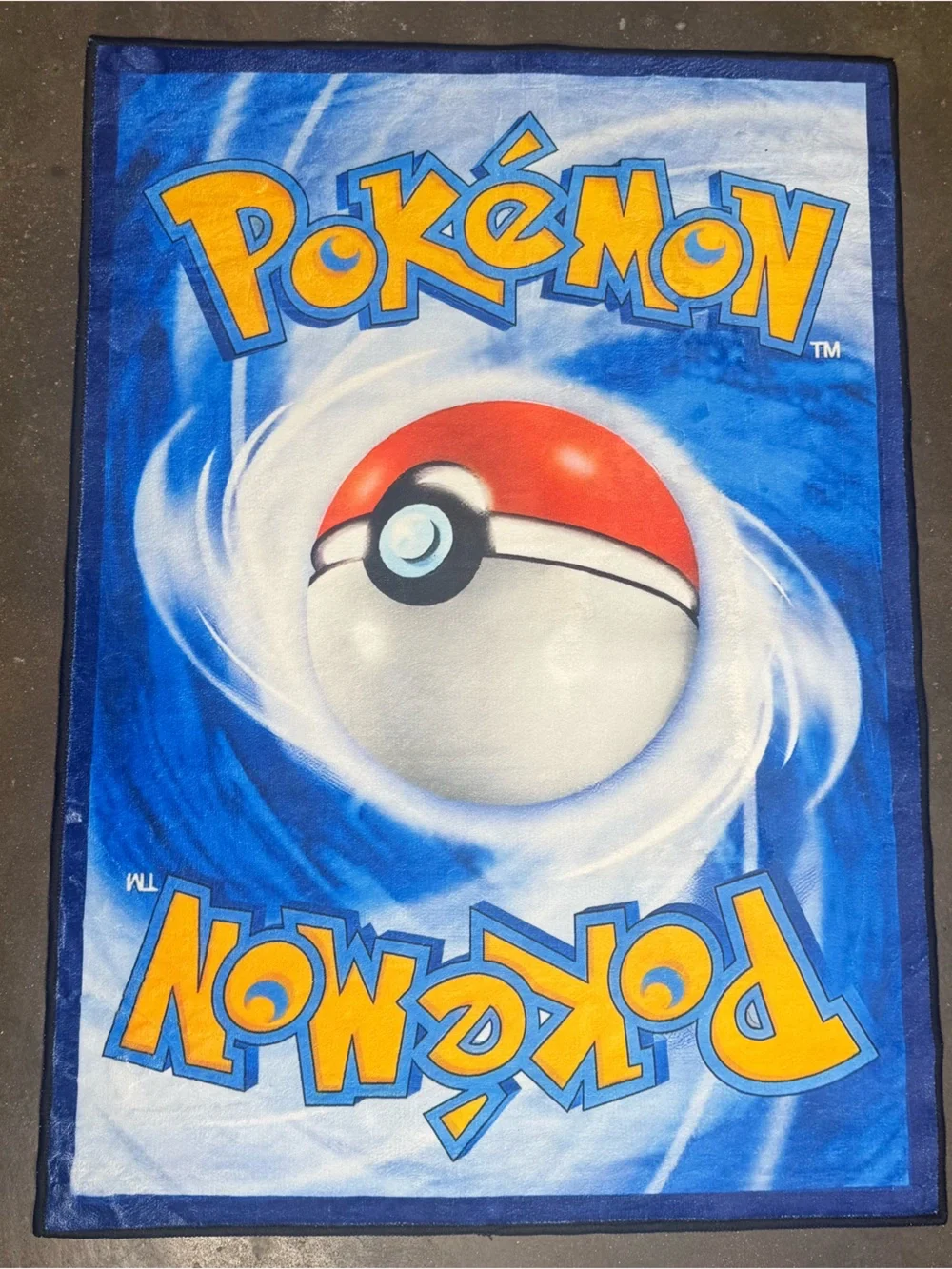 Large Pokemon Card Back Blue Pokeball Huge TCG Rug Gaming Room Area Mat Decor